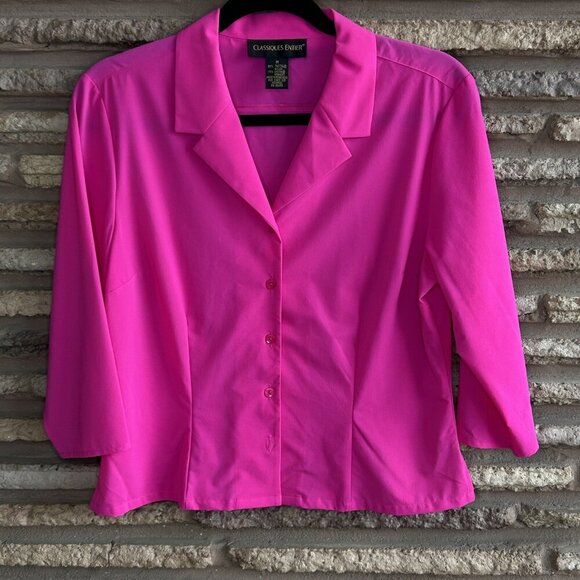 Classiques Entier Vintage Fuchsia Pink Blouse Size Medium - Picture 2 of 5